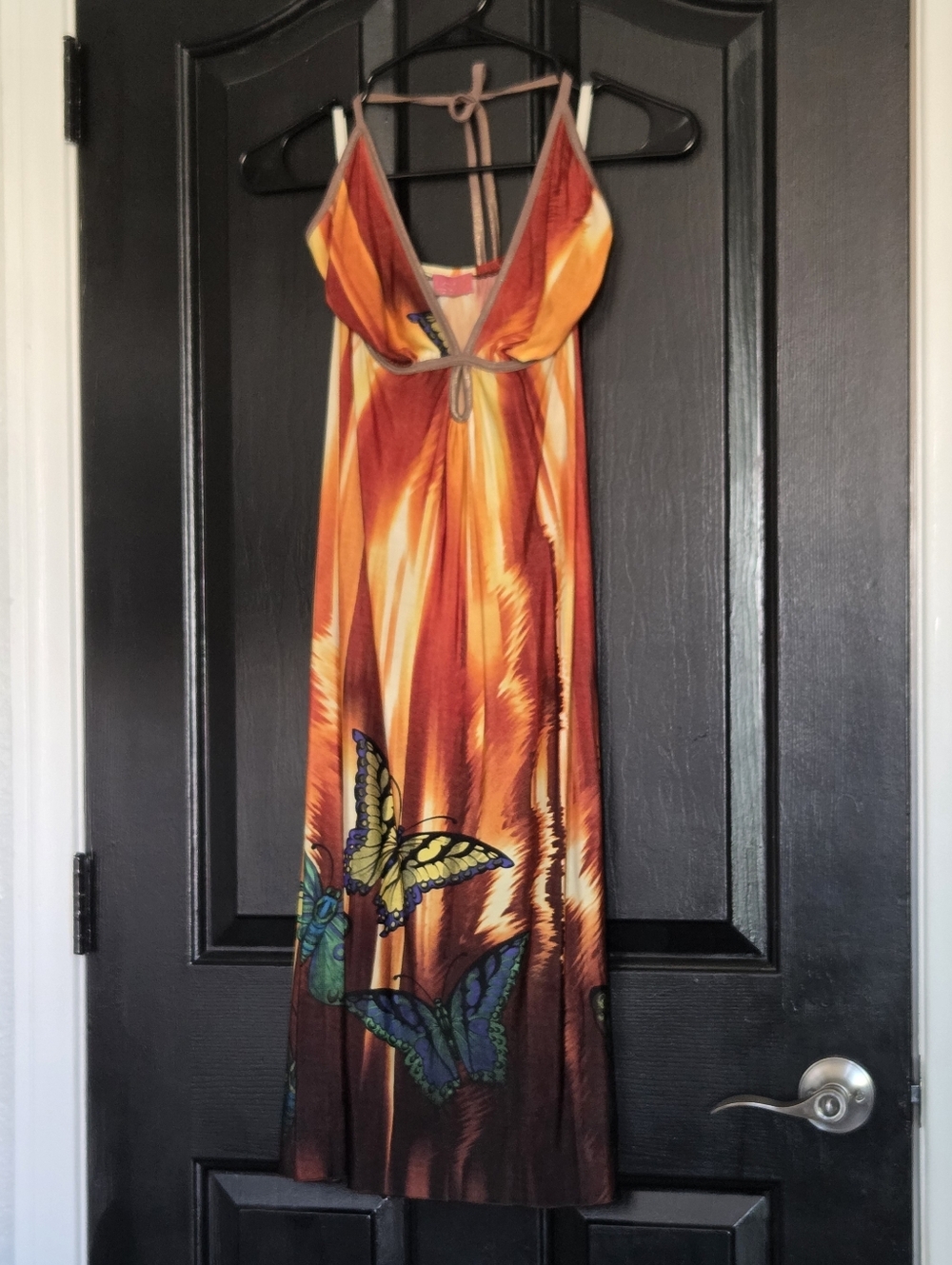 P.L.S. Vintage Y2K Fire Butterfly Halter Dress